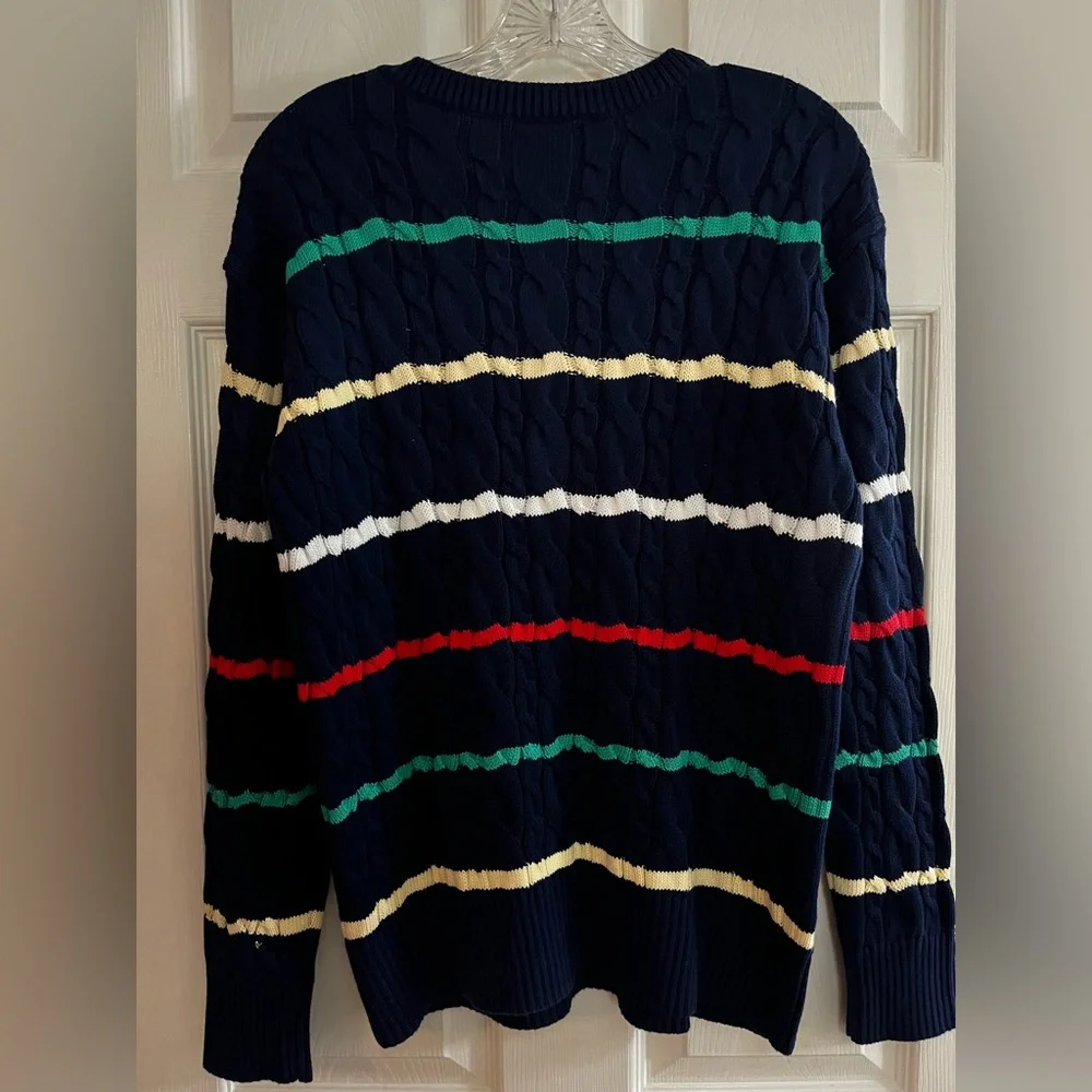 Lands' End/Women’s LS Navy, Green, White, Yellow Sweater, NWOT - Picture 5 of 5